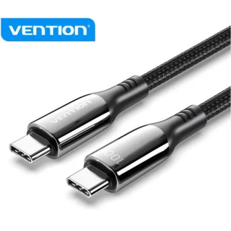 Vention Cotton Braided USB 2.0 C Male to C Male 5A Cable 1,2m, Black - Umag