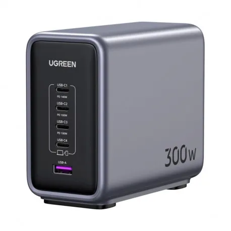 UGREEN Nexode GaN II Tech zidni punjač 300W, 4xUSB-C, 1xUSB-A, PD, sivi - Umag