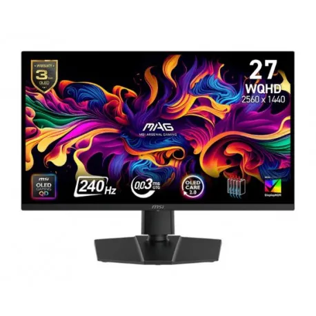 MSI MAG 273QP QD-OLED X24 Gaming Monitor, 26.5", QD-OLED, 240Hz WQHD (2560x1440), 0.03ms (GtG), 1000 - Umag