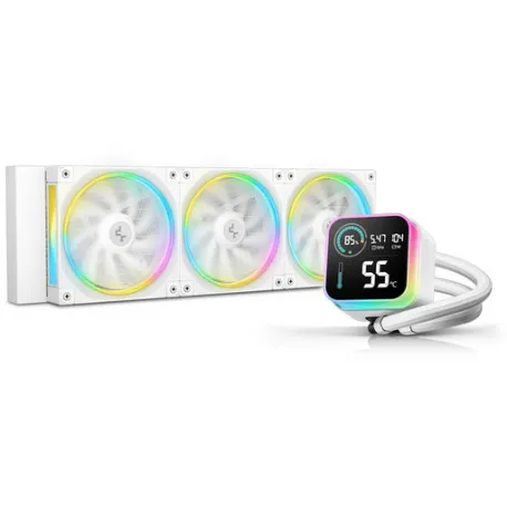 aio liquid cooler deepcool lq360 ultra wh, 360mm, lcd, argb - slika 1