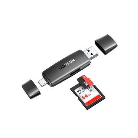 ugreen čitač memorijskih kartica usb-c + a, tf/sd kartice, crni - slika 1