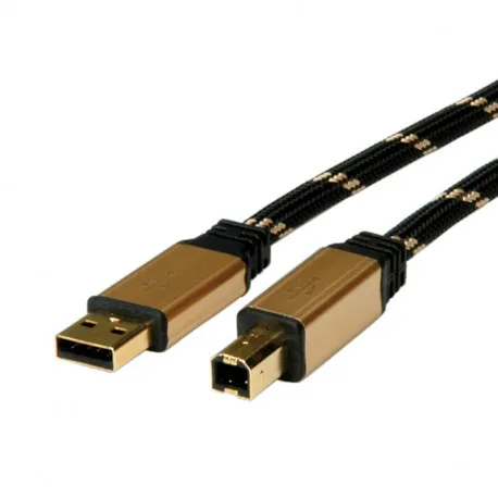 Roline GOLD USB2.0 kabel TIP A/B M/M, 1.8m, crno/zlatni - Umag