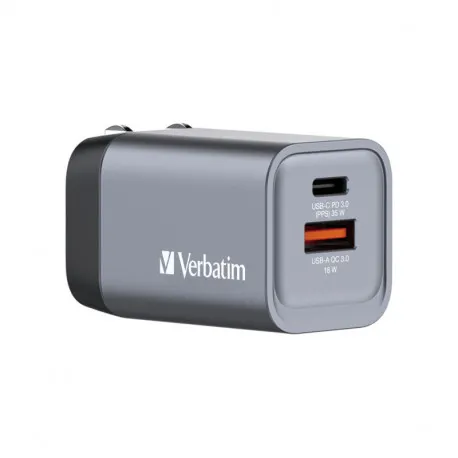 Verbatim GNC-35 GaN zidni punjač 35W, 1×USB-C PD 35W / 1×USB-A QC3.0 - Umag