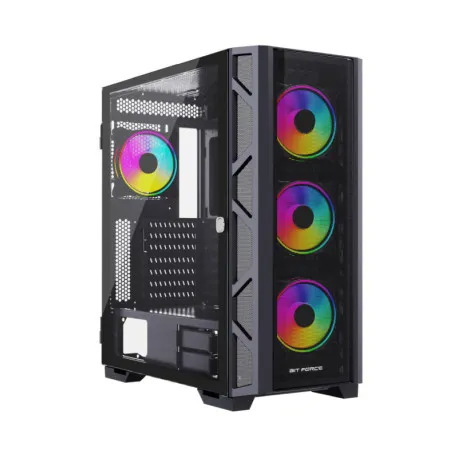 bit force giant argb-tm4 gaming e-atx, full-tower kućište bez napajanja, crno - slika 1