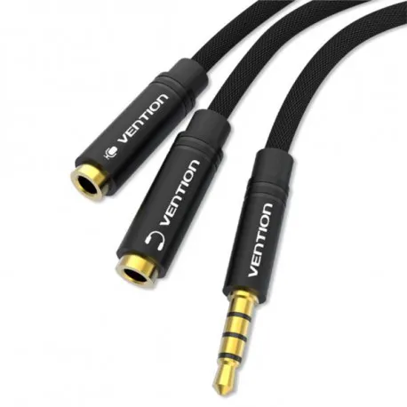 vention 3.5mm male to 2*3.5mm female stereo splitter cable 0.3m black - slika 1