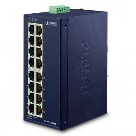 Planet Industrial 16-Port (16x100Mbps RJ45) Switch (-40~75C), unmanaged - Umag