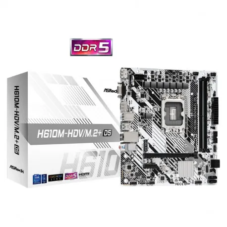 ASRock MB H610M-HDV/M.2+, S.1700, 2xDDR5/5600MHz, PCIe 4.0, G-LAN, USB-C, VGA/DP/HDMI, mATX - Umag