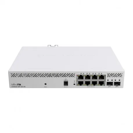 mikrotik cloud smart switch css610-8p-2s+in, 8×g-lan poe-out, 802.3af/at, 2×sfp+ 10g, swos, desktop kućište, psu - slika 1