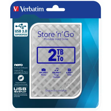Externi hard disk Verbatim 53198 Store'n'Go 2.5" 2TB USB 3.0 Gen2 silver - Umag