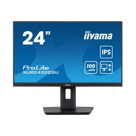 IIYAMA 24" XUB2492QSU-B1 (23.8") QHD (2560×1440) IPS, Pivot, 100Hz, 0.5ms, 300cd/m2, HDMI/DP, 3×USB3.2/USB-C, zvučnici - Umag