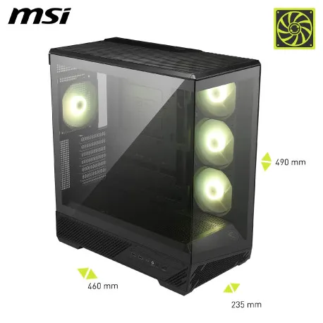 Chassis MAG PANO 130R PZ, ATX, Mid Tower, 4x Pre-installed 12mm ARGB Fan, 460 x 232 x 490 mm, Black - Umag