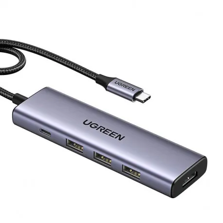 UGREEN 5-portni USB-C HUB 3x USB-A 3.2, 1xUSB-C PD, 1xHDMI 4K 30 fps, sivi - Umag