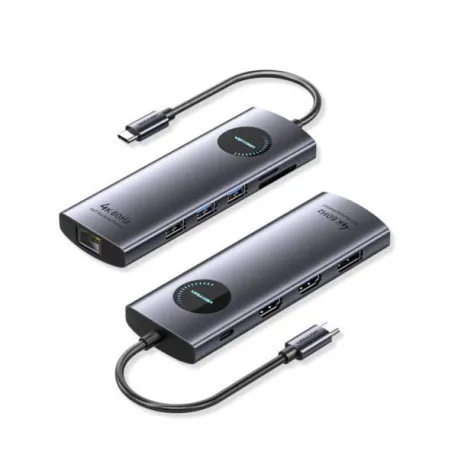 Vention USB-C to DP HDMI x 2 USB 3.0 x 2 USB 2.0 RJ45 SD TF PD MST Docking Station, 0,15m - Umag