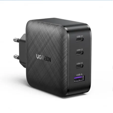 UGREEN GaN Tech zidni punjač 65W, 1×USB-A/3×USB-C, PD3.0/QC4.0+, crni - Umag