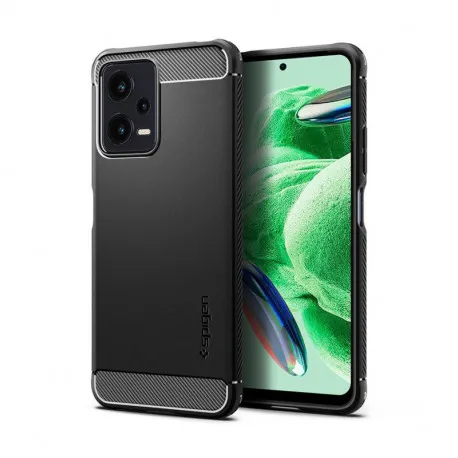 spigen rugged armor, maska za telefon, crna - xiaomi redmi note 12 5g/ poco x5 5g (acs05787) - slika 1