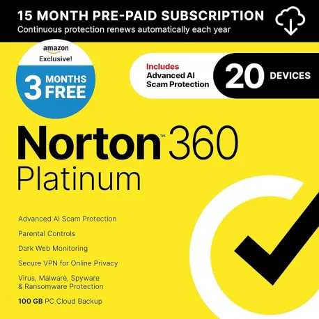 norton 360 platinum 20 devices, 1 year, esd - slika 1