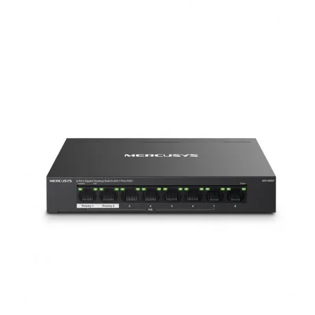 mercusys 8-port gigabit desktop preklopnik (switch) 7× gigabit poe+, 1× gigabit non-po, plug & play, metalno kućište - slika 1