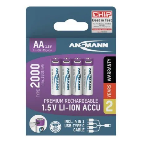 Ansmann Li-Ion batteries AA type 2000 (min. 1800 mAh) 4pcs. paper blister - Umag