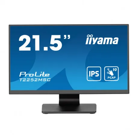 iiyama 22" t2252msc-b2 touchscreen fhd (1920×1080) ips, 16:9, 5ms, 250 cd/m2, 1000:1, hdmi/dp, 2×usb-a, zvučnici, crni - slika 1