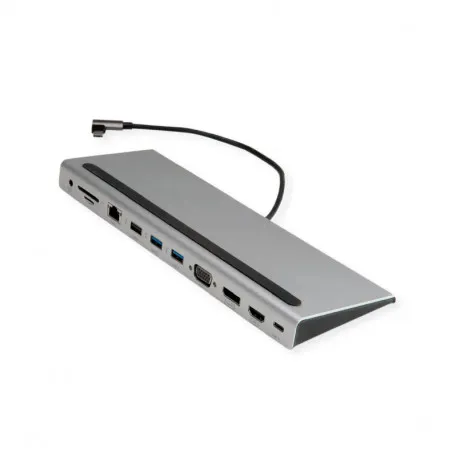 Roline USB-C Multiport Docking Station, 4K HDMI/DP, VGA, 2× USB3.2, 1× USB2.0, 1× SD/Micro SD čitač kartica, 1× USB-C PD, 1× - Umag