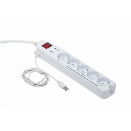gembird surge protector with master slave function, white color - slika 1