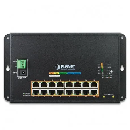 Planet Industrial 16-Port GbE 802.3at PoE 2-Port 100 1000X SFP Wall-mounted Managed Switch - Umag
