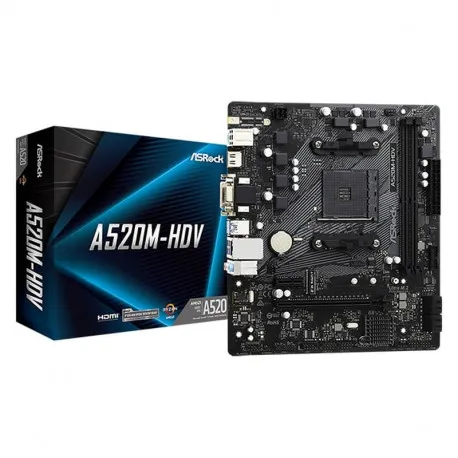 asrock mb a520m-hdv, s. am4, 2xddr4/4733(oc), pcie 3.0, g-lan, vga/dvi-d/hdmi, matx - slika 1