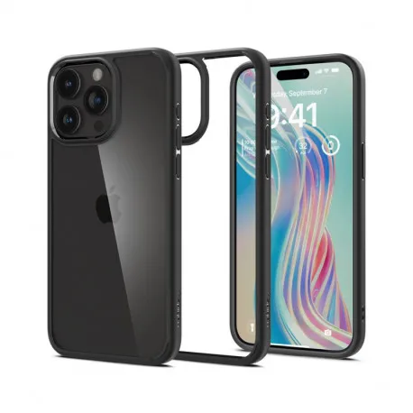 spigen crystal hybrid, matte black - iphone 15 pro max (acs06449) - slika 1