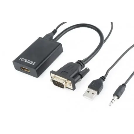 gembird vga to hdmi adapter cable, 0,15m, black - slika 1