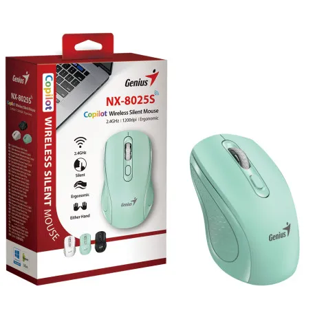 genius nx-8025s, bežični miš, silent, aqua - slika 1
