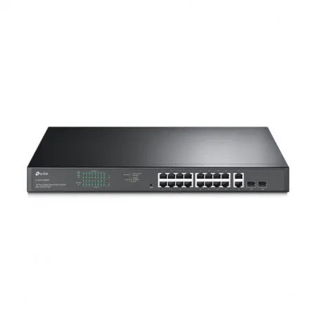 tp-link jetstream 16-port gigabit easysmart poe+ preklopnik (switch), 16×10/100/1000m rj45 poe, 2×sfp gigabit, 1u 19" rack-mo - slika 1
