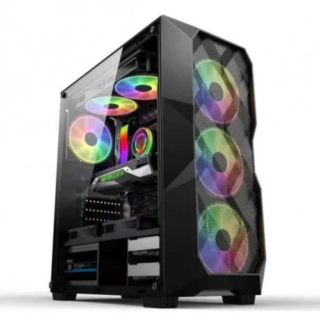 naviatec raptor gaming case with 4x rgb fans, tempered glass side, mesh front panel - slika 1