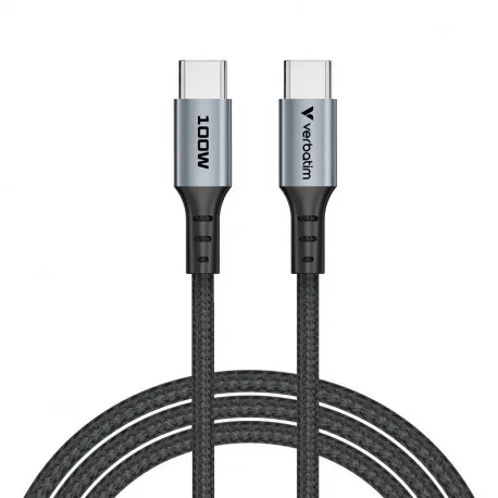 verbatim sync & charge kabel usb-c na usb-c, m/m, 100w pd3.0/qc3.0, crni, 1.2m - slika 1