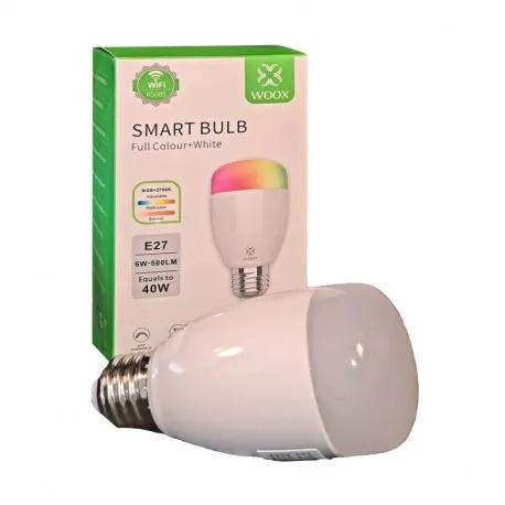 WOOX WiFi Smart LED RGB+CCT žarulja E27, 6W, 500lm, 2700K-6500K dimabilna, WooxHome app, glasovna kontrola - Alexa & Google A - Umag