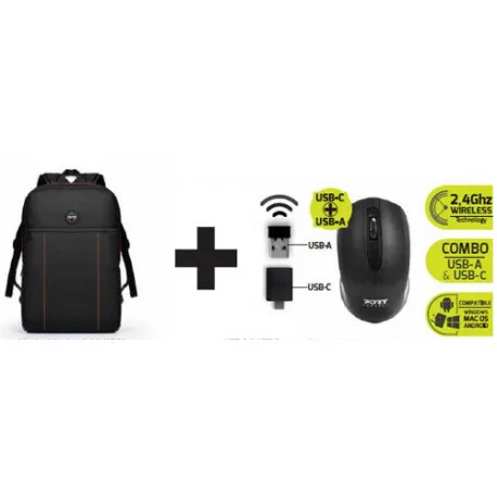 Port premium pack ruksak 15,6" + bežični miš, crna - Umag