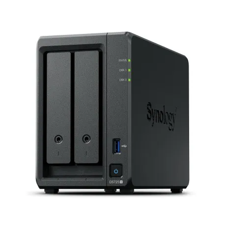 synology ds725+ diskstation 2-bay nas server, amd ryzen r1600, 4 gb ram, 2.5"ssd/3.5" hdd podrška, hot swappable hdd,1×rj-45 - slika 1