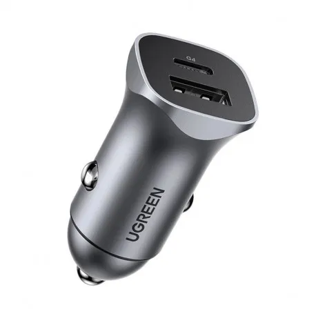 UGREEN auto punjač 24W, USB-C+USB-A, PD3.0/QC3.0, srebrni - Umag