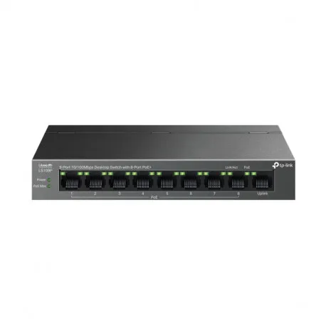 tp-link 9-port desktop preklopnik (switch),9×10/100m rj45 ports, 63w poe, 8x port poe+, do 250m poe prijenos, plug&play, meta - slika 1