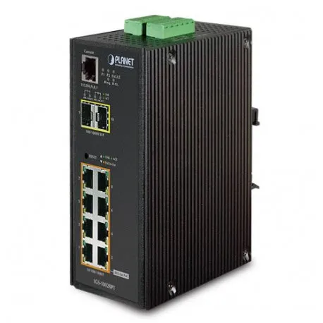 Planet Industrial 10-Port (8x 1GbE RJ45 15W Port POE (130w) 2x 100 1000 SFP Slots) L2 Managed Switch (-40 to 75 C) - Umag