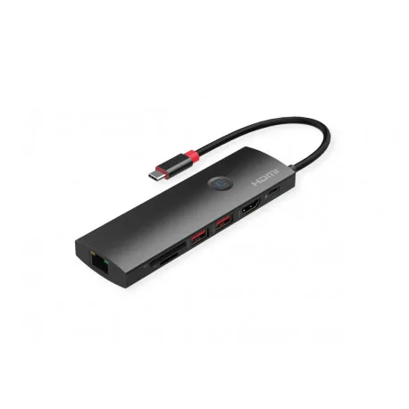 Roline USB-C multiport docking station, 1×4K HDMI, 2×USB 3.2 Gen 2, 1×USB Type C PD, 1×G-LAN, 1×SD/microSD Card Reader - Umag