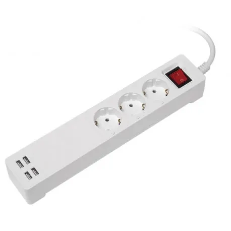 transmedia smart 3-way power strip with 4 usb charging ports (total 5v 2,1a) - slika 1