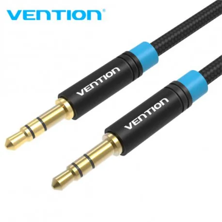 vention cotton braided 3.5mm male to male audio cable 1m black - slika 1