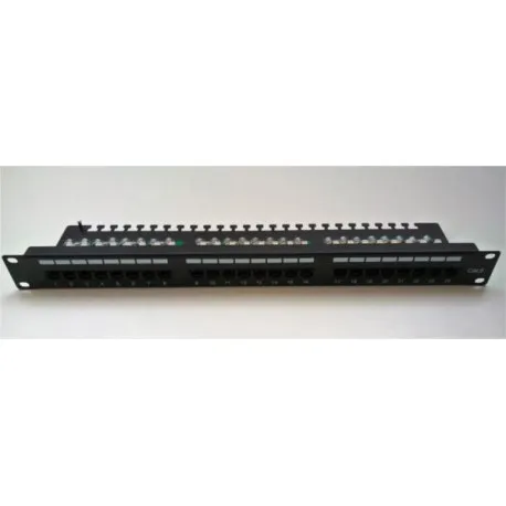 Masterlan patch panel 19", 24xRJ45, Cat5e, 1U, with tie bar, black - Umag