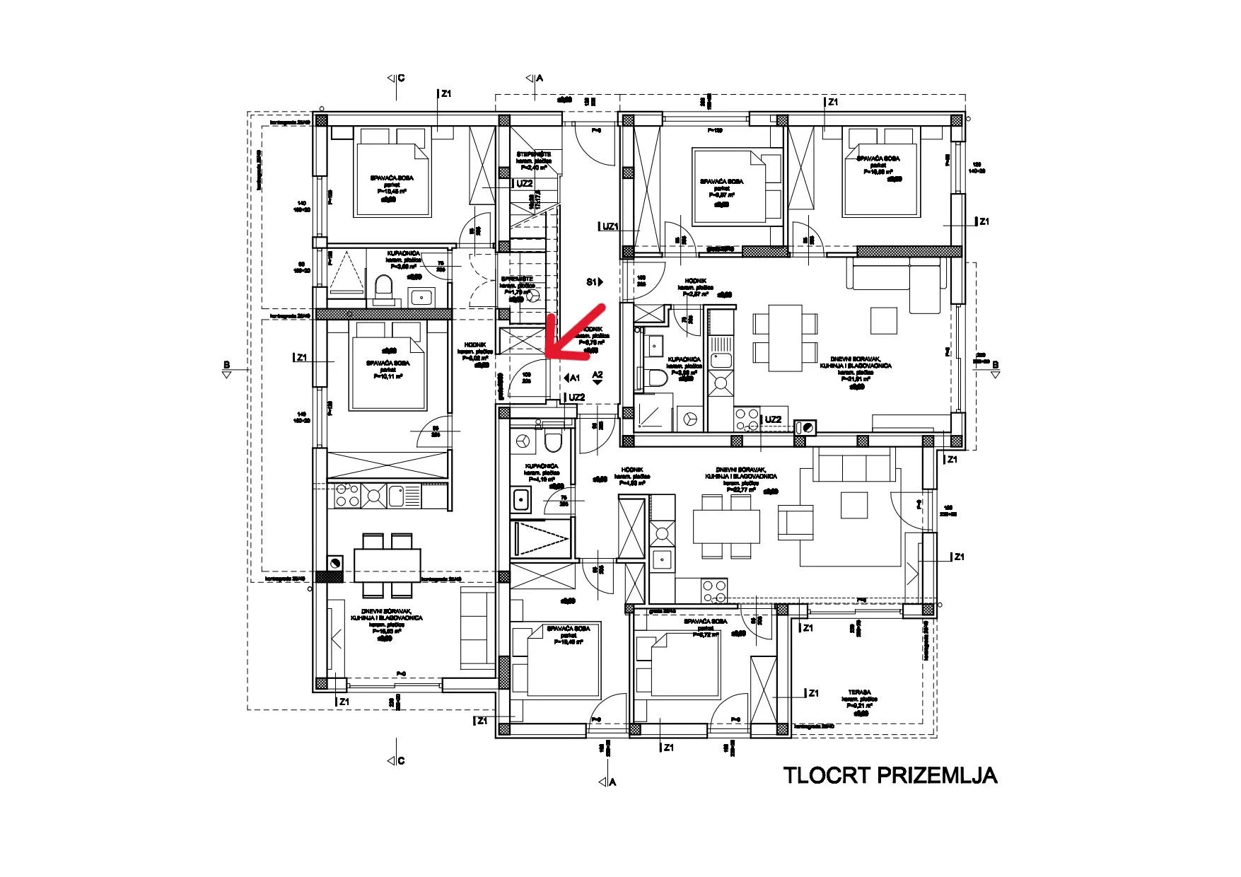 apartman a1 – prizemlje s dvorištem | 72,33 m² | vodice, novogradnja - slika 8