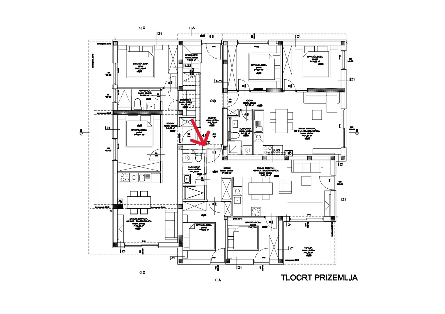 apartman a2 – prizemlje s dvorištem | 68,63 m² | vodice, novogradnja - slika 7