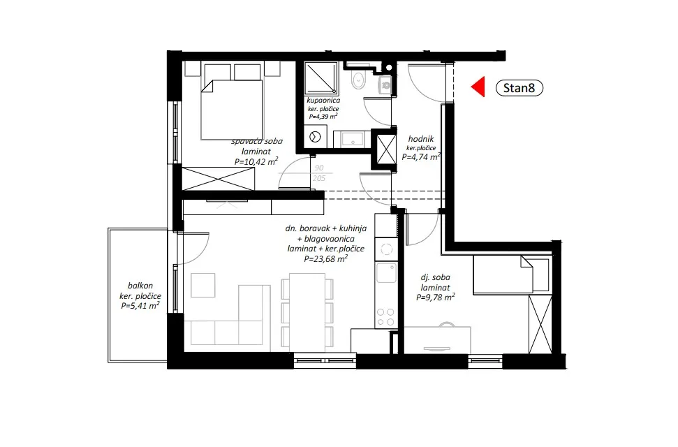novogradnja u centru novog marofa – moderan stan s balkonom 68,49m² - slika 9