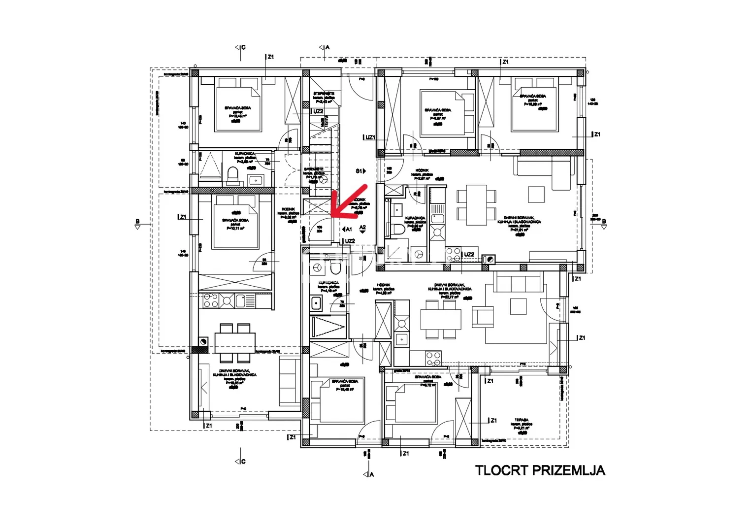apartman a1 – prizemlje s dvorištem | 72,33 m² | vodice, novogradnja - slika 7