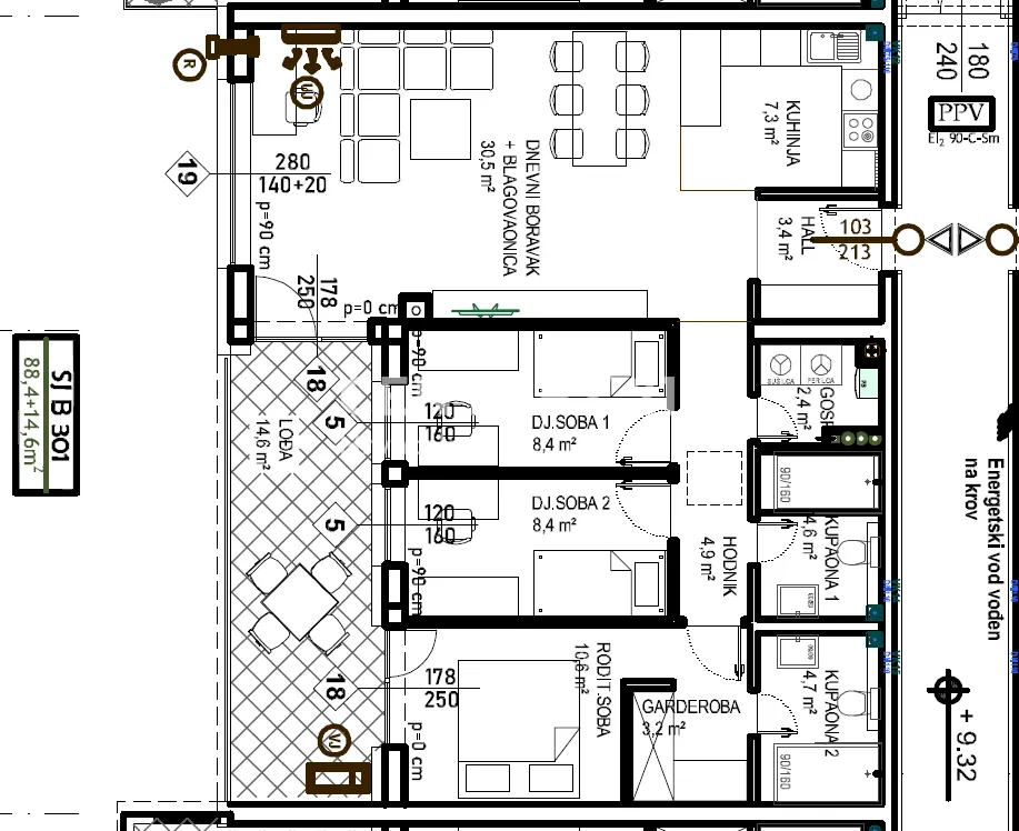 čakovec – globetka | trosobni stan 88,4 m² + lođa 14,6 m² | 2. kat | novogradnja - slika 2