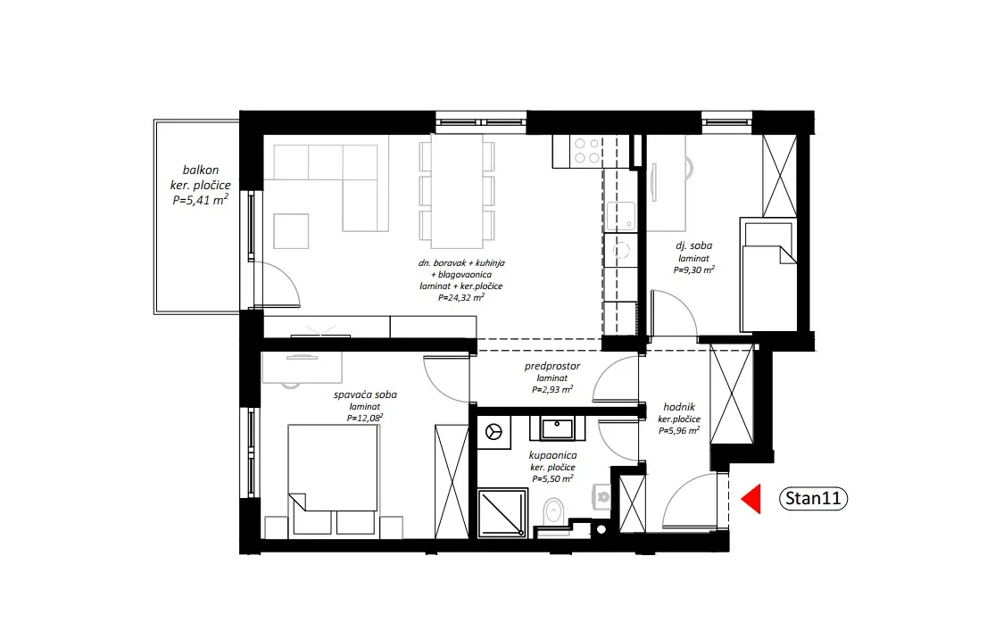 novogradnja u centru novog marofa – moderan stan s balkonom 73,91m² - slika 9