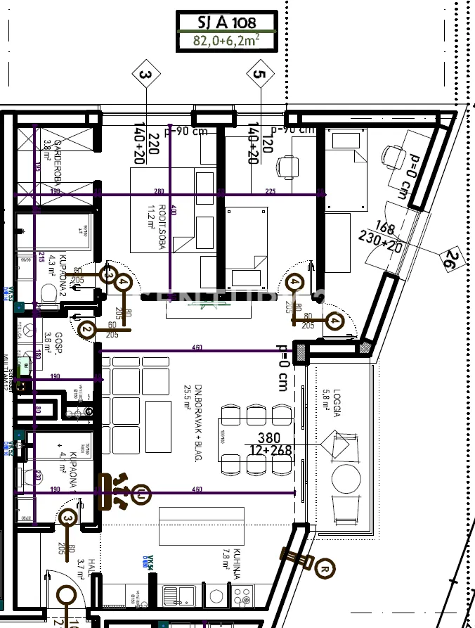 čakovec – globetka | trosobni stan 82,0 m² + lođa 6,2 m² | 1. kat | novogradnja - slika 2